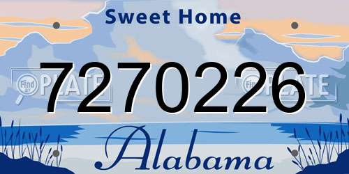 7270226 Alabama License Plate