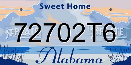 72702T6 Alabama License Plate