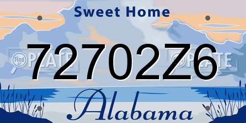 72702Z6 Alabama License Plate