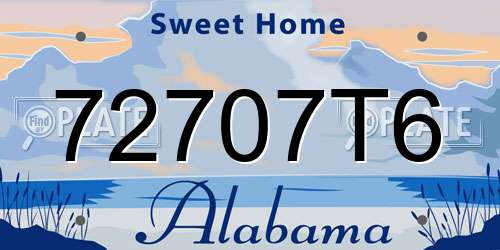 72707T6 Alabama License Plate