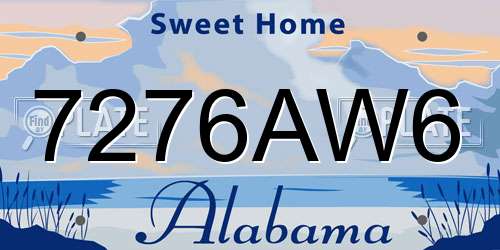 7276AW6 Alabama License Plate