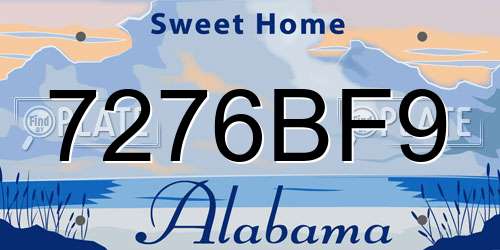 7276BF9 Alabama License Plate
