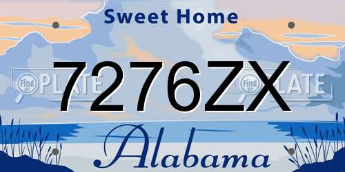 7276ZX Alabama License Plate