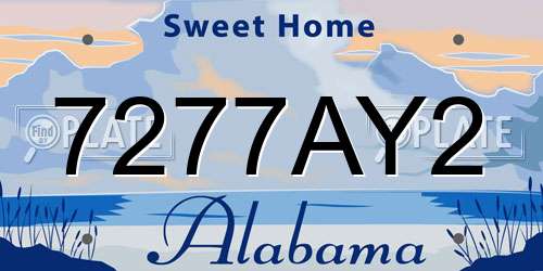7277AY2 Alabama License Plate