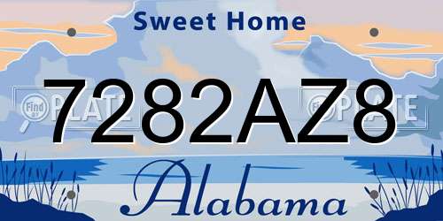 7282AZ8 Alabama License Plate
