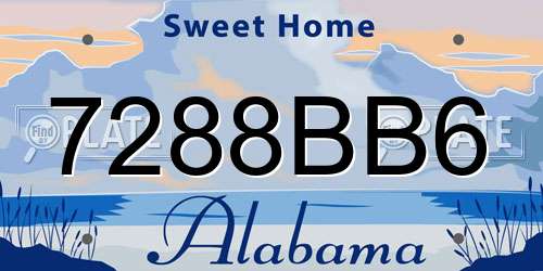 7288BB6 Alabama License Plate