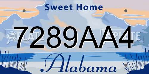 7289AA4 Alabama License Plate