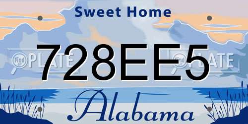 728EE5 Alabama License Plate
