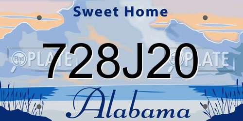 728J20 Alabama License Plate