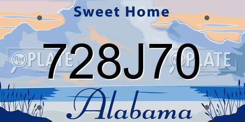 728J70 Alabama License Plate
