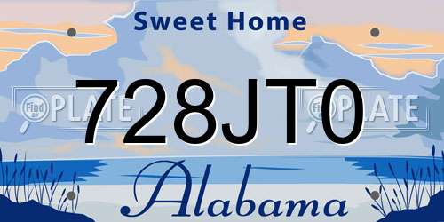 728JT0 Alabama License Plate