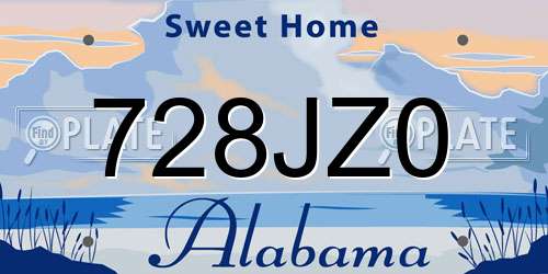 728JZ0 Alabama License Plate