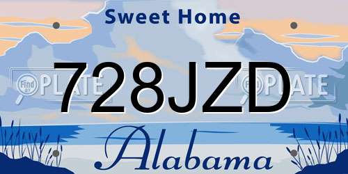 728JZD Alabama License Plate