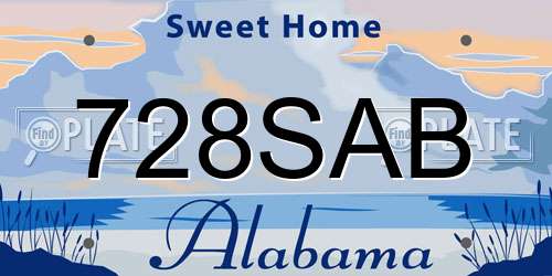 728SAB Alabama License Plate