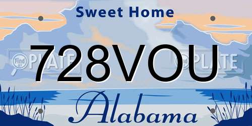 728VOU Alabama License Plate