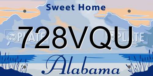 728VQU Alabama License Plate