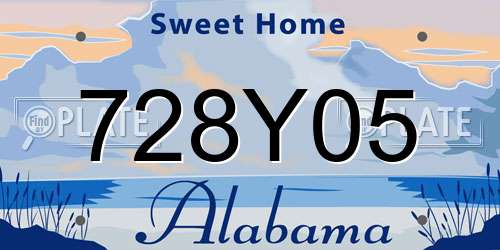 728Y05 Alabama License Plate