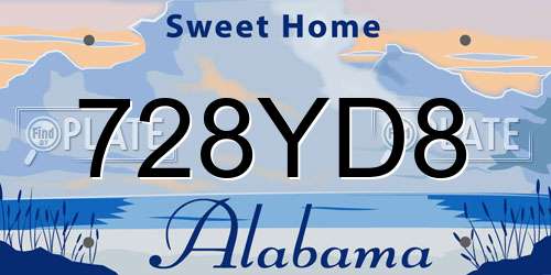 728YD8 Alabama License Plate