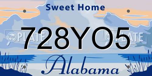 728YO5 Alabama License Plate
