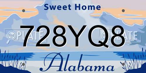 728YQ8 Alabama License Plate