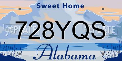 728YQS Alabama License Plate