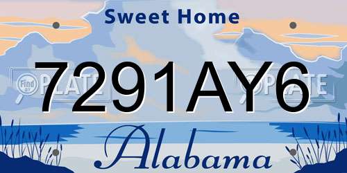 7291AY6 Alabama License Plate