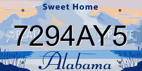 7294AY5 Alabama License Plate