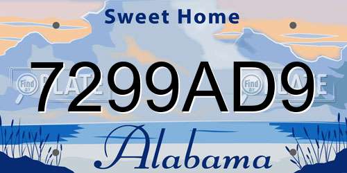 7299AD9 Alabama License Plate