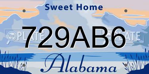 729AB6 Alabama License Plate