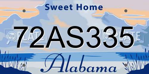 72AS335 Alabama License Plate