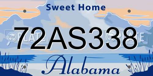 72AS338 Alabama License Plate