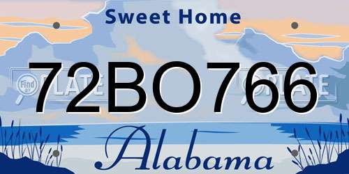 72BO766 Alabama License Plate