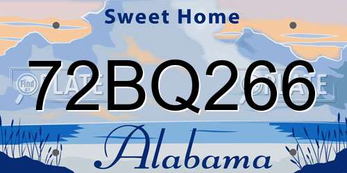 72BQ266 Alabama License Plate