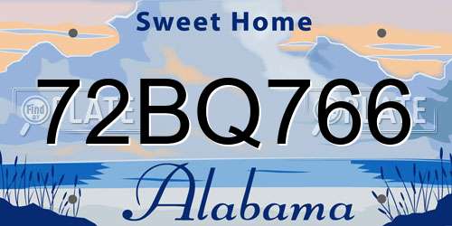 72BQ766 Alabama License Plate