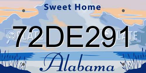 72DE291 Alabama License Plate