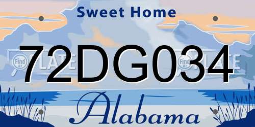 72DG034 Alabama License Plate