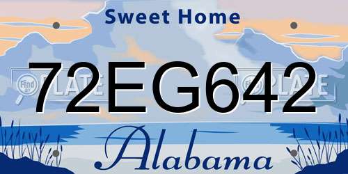 72EG642 Alabama License Plate