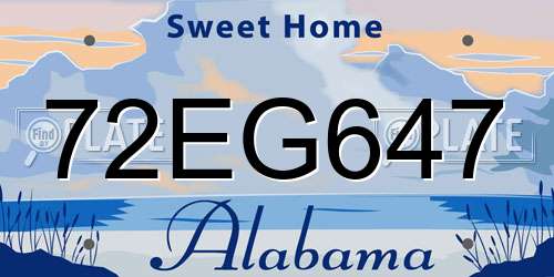 72EG647 Alabama License Plate