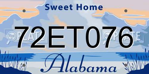 72ET076 Alabama License Plate