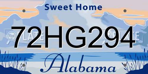 72HG294 Alabama License Plate