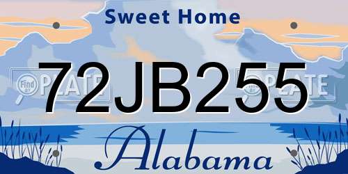 72JB255 Alabama License Plate