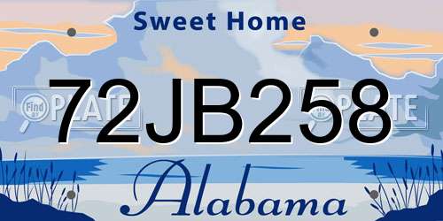 72JB258 Alabama License Plate