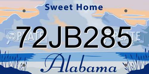 72JB285 Alabama License Plate