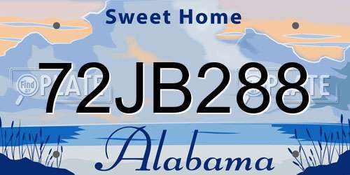 72JB288 Alabama License Plate