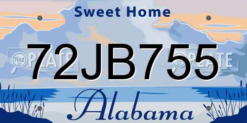 72JB755 Alabama License Plate