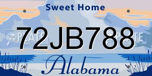 72JB788 Alabama License Plate
