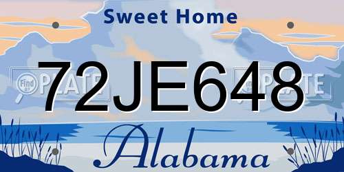 72JE648 Alabama License Plate