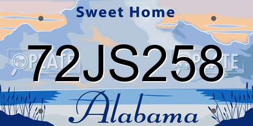 72JS258 Alabama License Plate