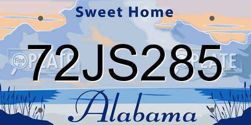 72JS285 Alabama License Plate