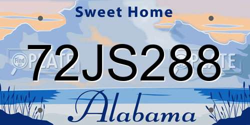 72JS288 Alabama License Plate